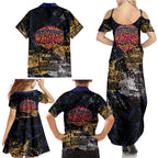 Brisbane Lions Family Matching Summer Maxi Dress and Hawaiian Shirt Urban Graffiti Street Art - Bold Abstract Spray Paint
