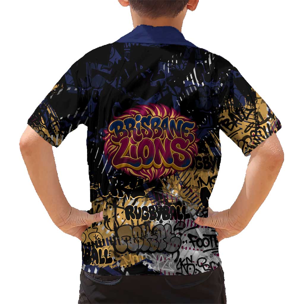Brisbane Lions Family Matching Tank Maxi Dress and Hawaiian Shirt Urban Graffiti Street Art - Bold Abstract Spray Paint
