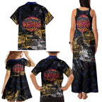 Brisbane Lions Family Matching Tank Maxi Dress and Hawaiian Shirt Urban Graffiti Street Art - Bold Abstract Spray Paint
