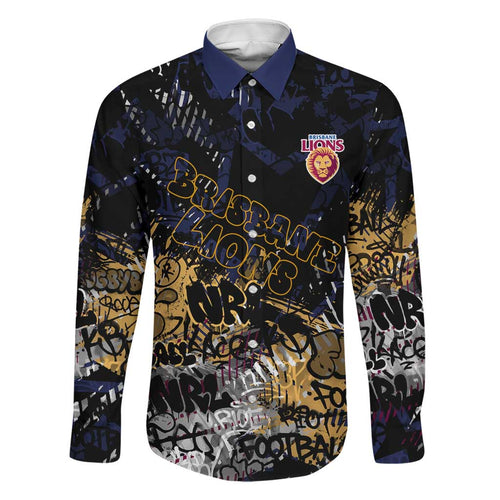 Brisbane Lions Family Matching Tank Maxi Dress and Hawaiian Shirt Urban Graffiti Street Art - Bold Abstract Spray Paint