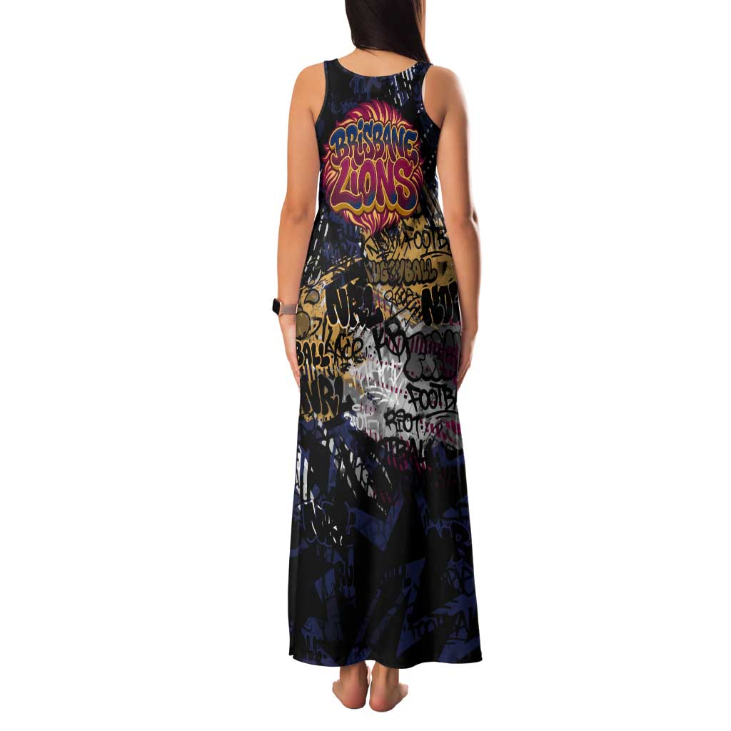 Brisbane Lions Family Matching Tank Maxi Dress and Hawaiian Shirt Urban Graffiti Street Art - Bold Abstract Spray Paint
