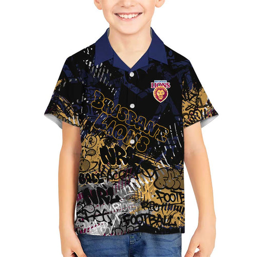 Brisbane Lions Family Matching Tank Maxi Dress and Hawaiian Shirt Urban Graffiti Street Art - Bold Abstract Spray Paint