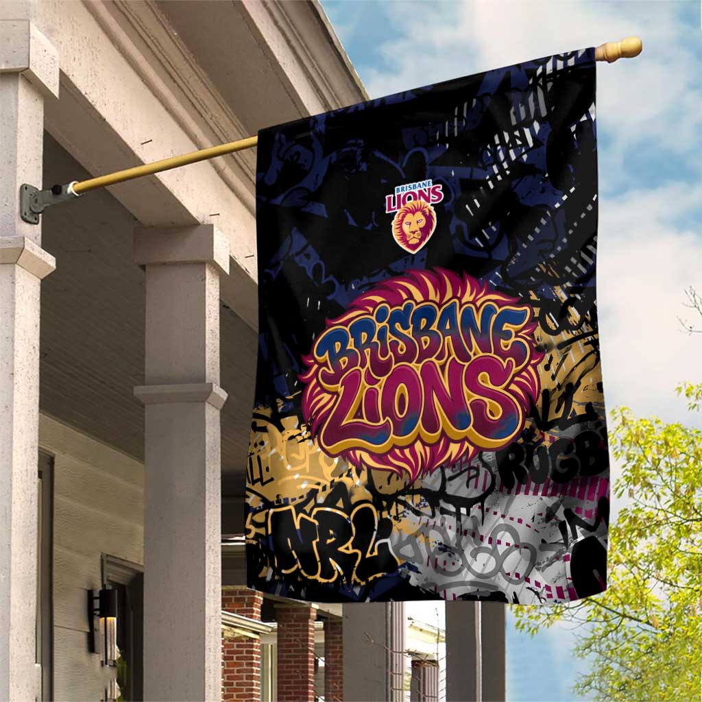 Brisbane Lions Garden Flag Urban Graffiti Street Art - Bold Abstract Spray Paint