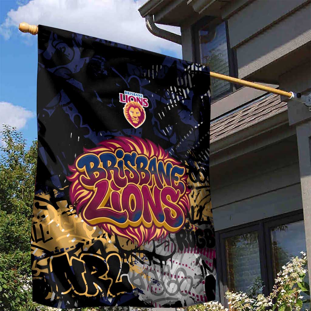 Brisbane Lions Garden Flag Urban Graffiti Street Art - Bold Abstract Spray Paint