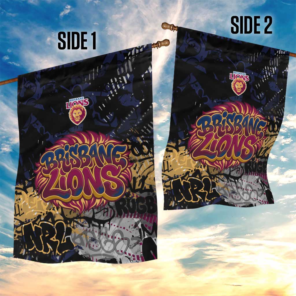 Brisbane Lions Garden Flag Urban Graffiti Street Art - Bold Abstract Spray Paint