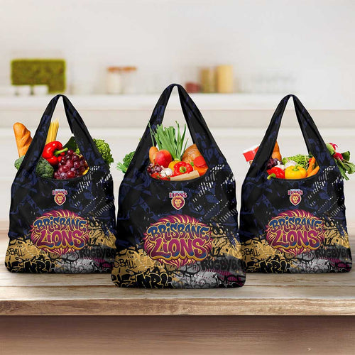 Brisbane Lions Grocery Bag Urban Graffiti Street Art - Bold Abstract Spray Paint