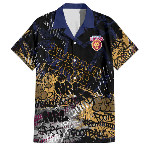 Brisbane Lions Hawaiian Shirt Urban Graffiti Street Art - Bold Abstract Spray Paint