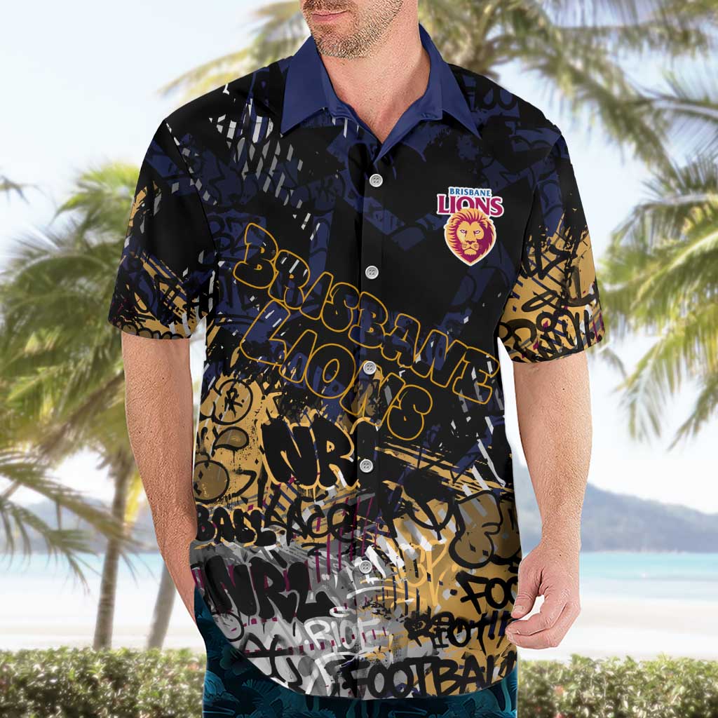 Brisbane Lions Hawaiian Shirt Urban Graffiti Street Art - Bold Abstract Spray Paint