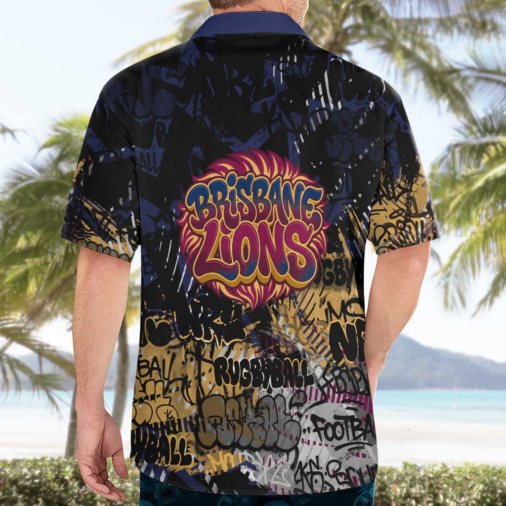 Brisbane Lions Hawaiian Shirt Urban Graffiti Street Art - Bold Abstract Spray Paint