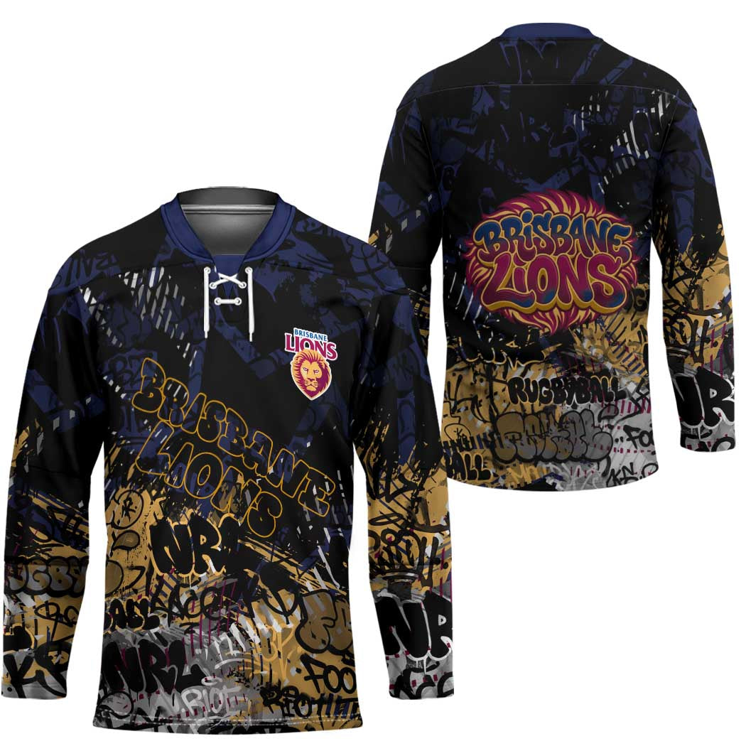 Brisbane Lions Hockey Jersey Urban Graffiti Street Art - Bold Abstract Spray Paint
