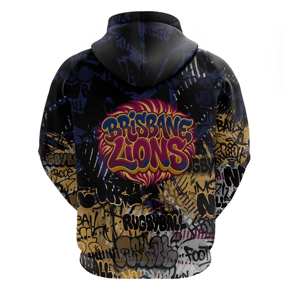 Brisbane Lions Hoodie Urban Graffiti Street Art - Bold Abstract Spray Paint