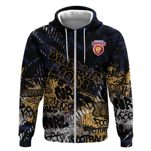Brisbane Lions Hoodie Urban Graffiti Street Art - Bold Abstract Spray Paint