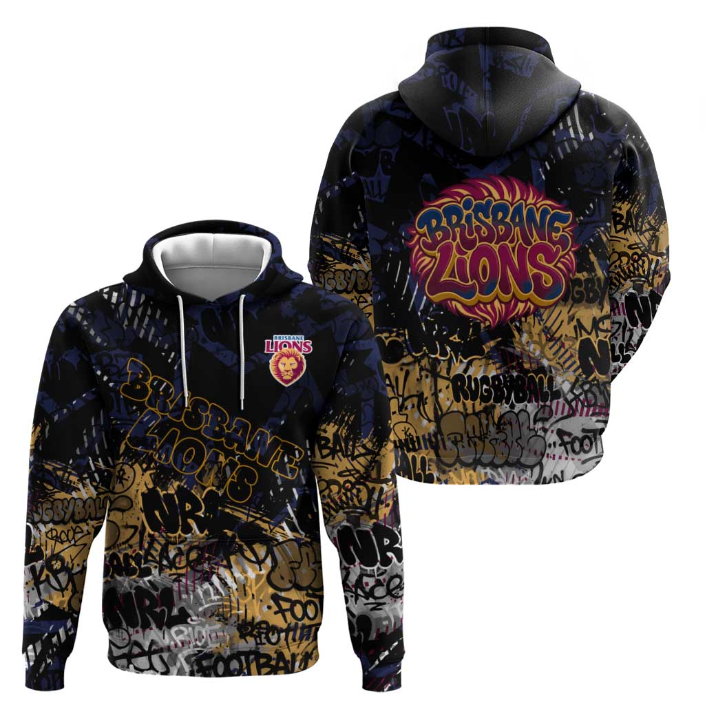 Brisbane Lions Hoodie Urban Graffiti Street Art - Bold Abstract Spray Paint