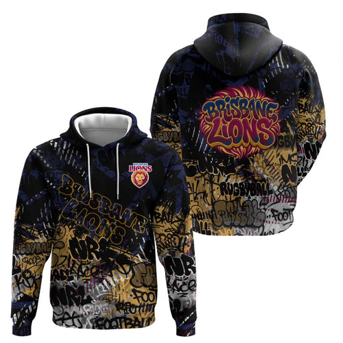 Brisbane Lions Hoodie Urban Graffiti Street Art - Bold Abstract Spray Paint