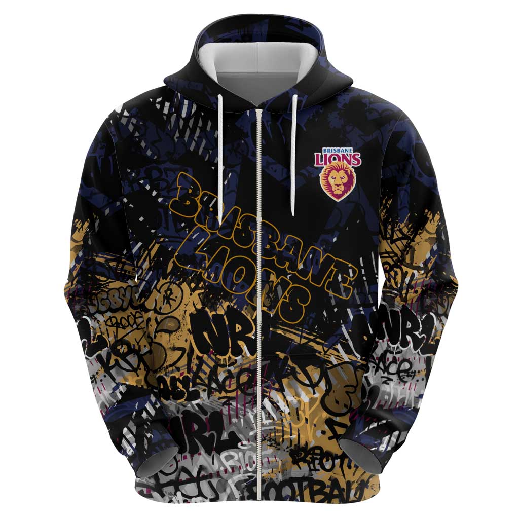 Brisbane Lions Hoodie Urban Graffiti Street Art - Bold Abstract Spray Paint
