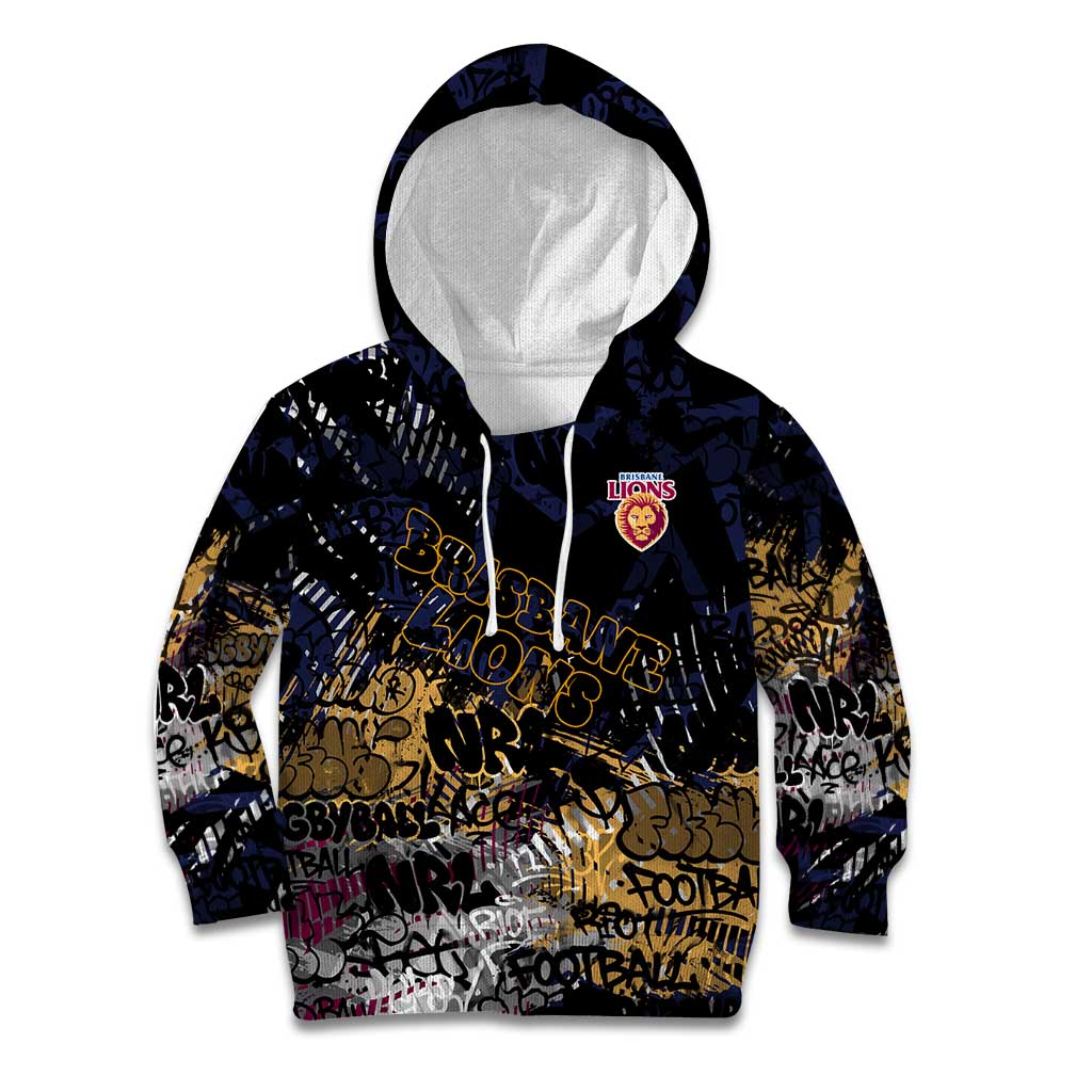 Brisbane Lions Kid Hoodie Urban Graffiti Street Art - Bold Abstract Spray Paint