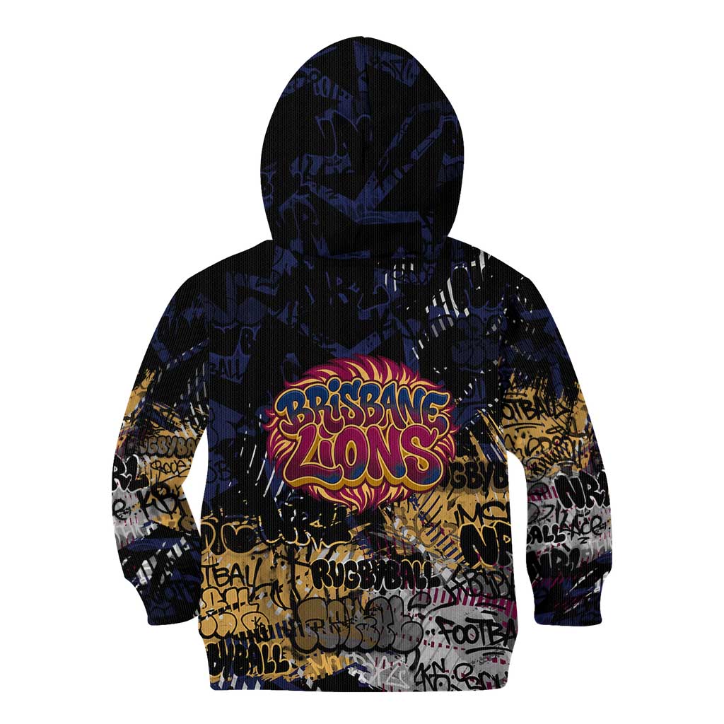 Brisbane Lions Kid Hoodie Urban Graffiti Street Art - Bold Abstract Spray Paint