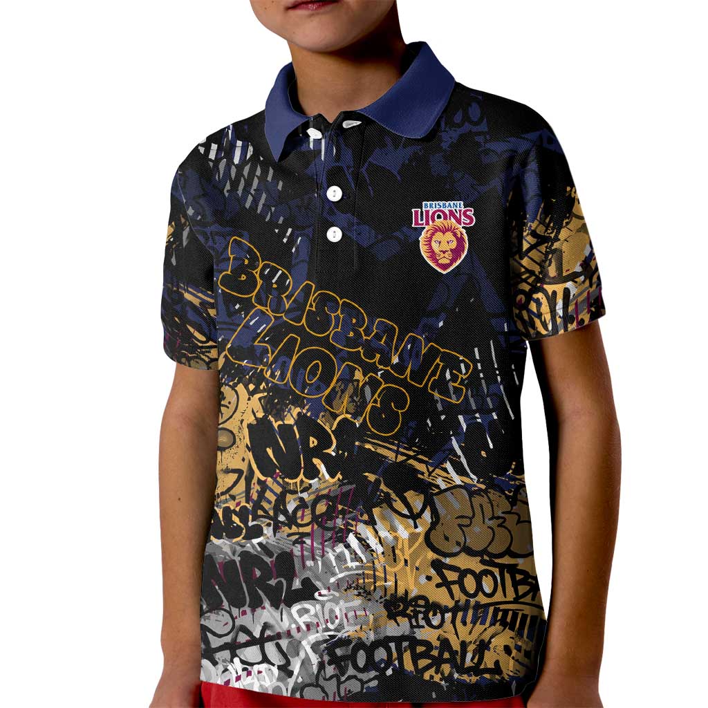 Brisbane Lions Kid Polo Shirt Urban Graffiti Street Art - Bold Abstract Spray Paint