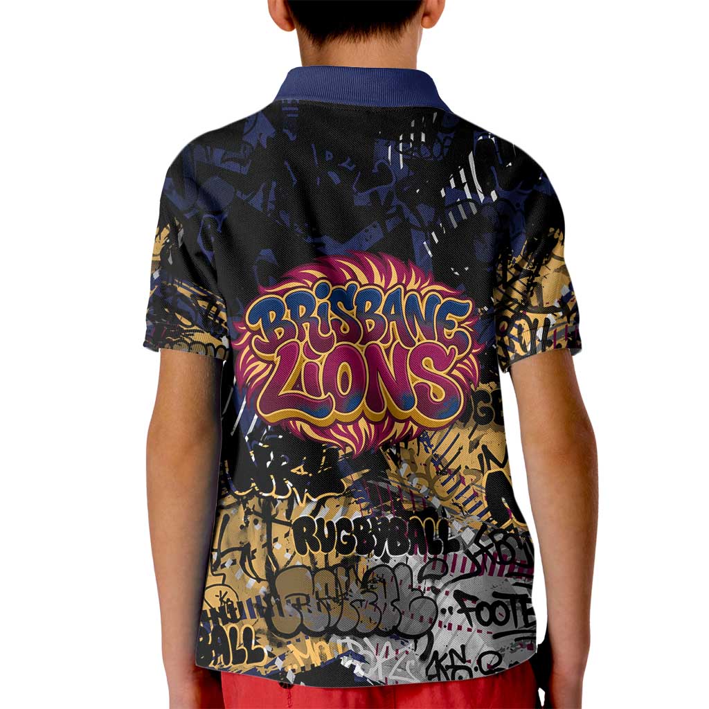 Brisbane Lions Kid Polo Shirt Urban Graffiti Street Art - Bold Abstract Spray Paint