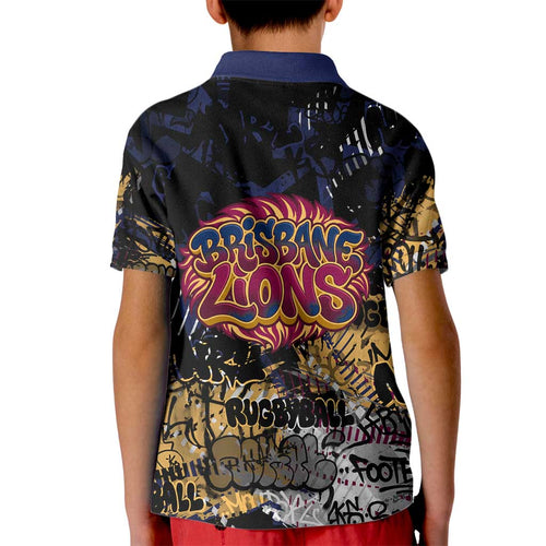 Brisbane Lions Kid Polo Shirt Urban Graffiti Street Art - Bold Abstract Spray Paint