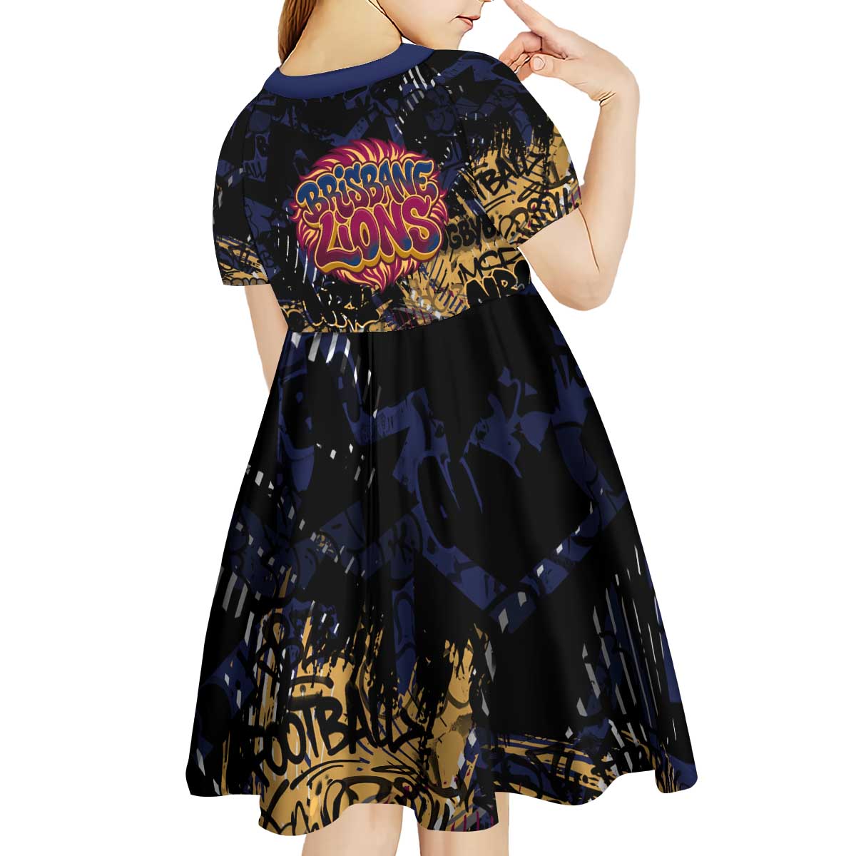 Brisbane Lions Kid Short Sleeve Dress Urban Graffiti Street Art - Bold Abstract Spray Paint