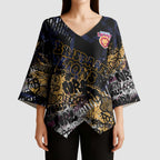 Brisbane Lions Kimono Sleeve Blouse Urban Graffiti Street Art - Bold Abstract Spray Paint