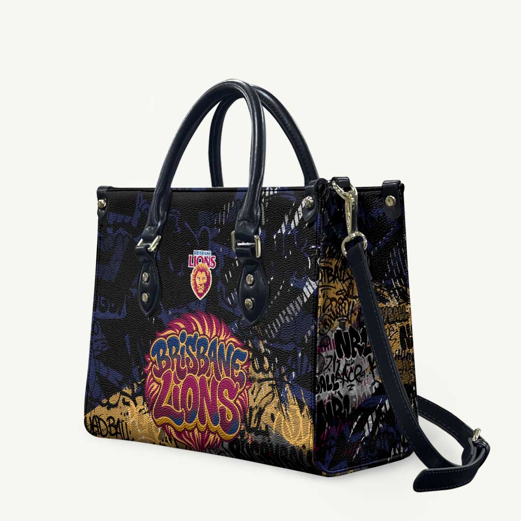 Brisbane Lions Leather Bag Urban Graffiti Street Art - Bold Abstract Spray Paint
