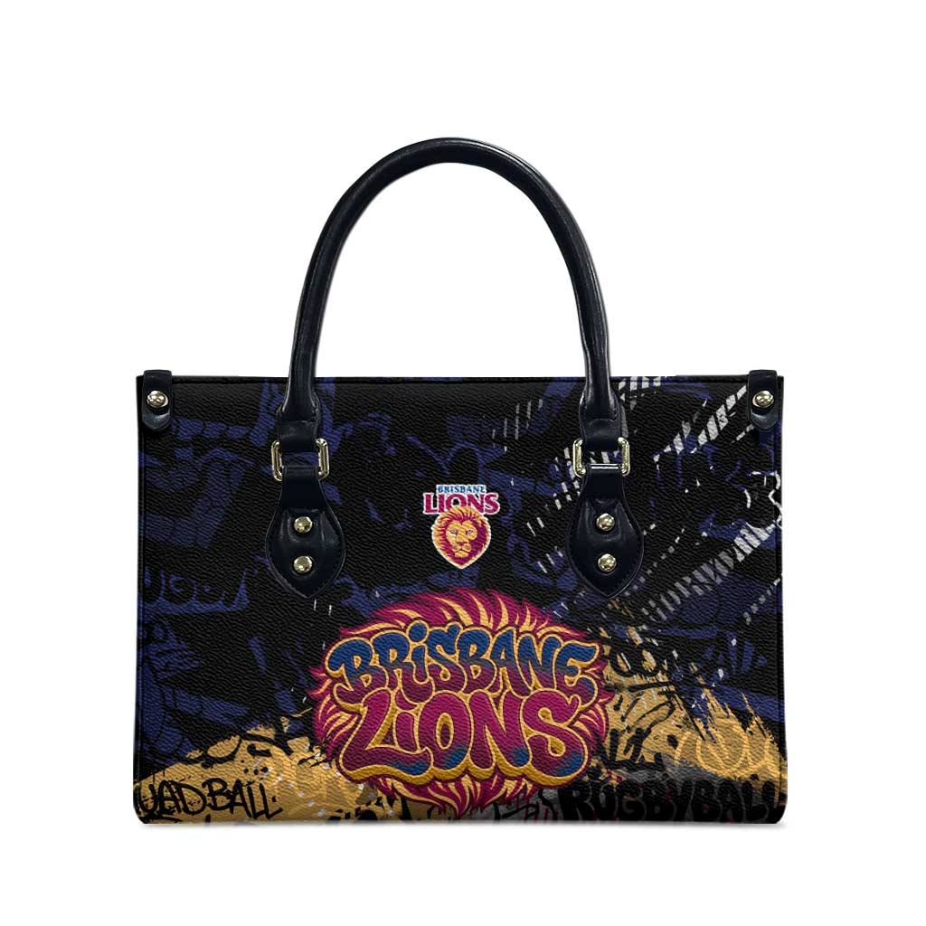 Brisbane Lions Leather Bag Urban Graffiti Street Art - Bold Abstract Spray Paint