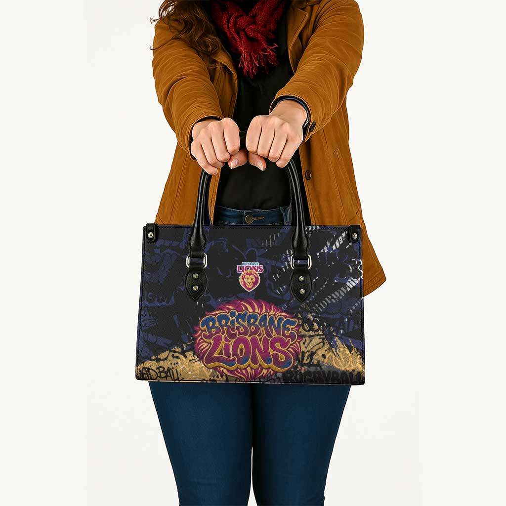 Brisbane Lions Leather Bag Urban Graffiti Street Art - Bold Abstract Spray Paint