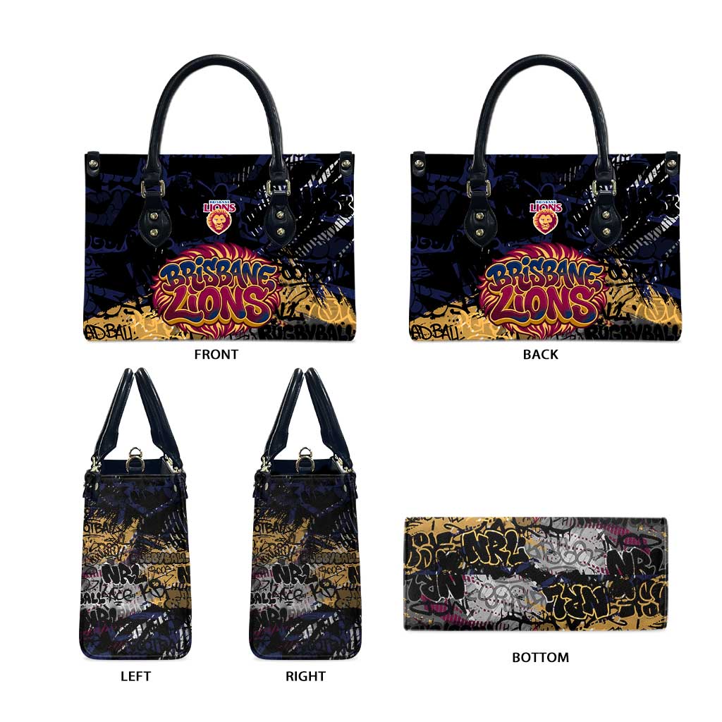 Brisbane Lions Leather Bag Urban Graffiti Street Art - Bold Abstract Spray Paint