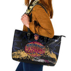 Brisbane Lions Leather Tote Bag Urban Graffiti Street Art - Bold Abstract Spray Paint