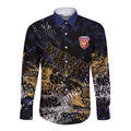 Brisbane Lions Long Sleeve Button Shirt Urban Graffiti Street Art - Bold Abstract Spray Paint