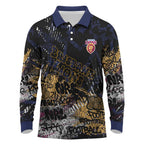 Brisbane Lions Long Sleeve Polo Shirt Urban Graffiti Street Art - Bold Abstract Spray Paint