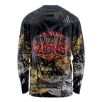 Brisbane Lions Long Sleeve Shirt Urban Graffiti Street Art - Bold Abstract Spray Paint