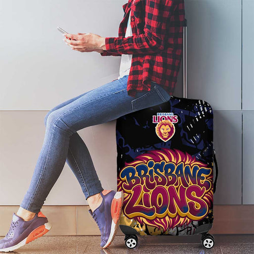 Brisbane Lions Luggage Cover Urban Graffiti Street Art - Bold Abstract Spray Paint
