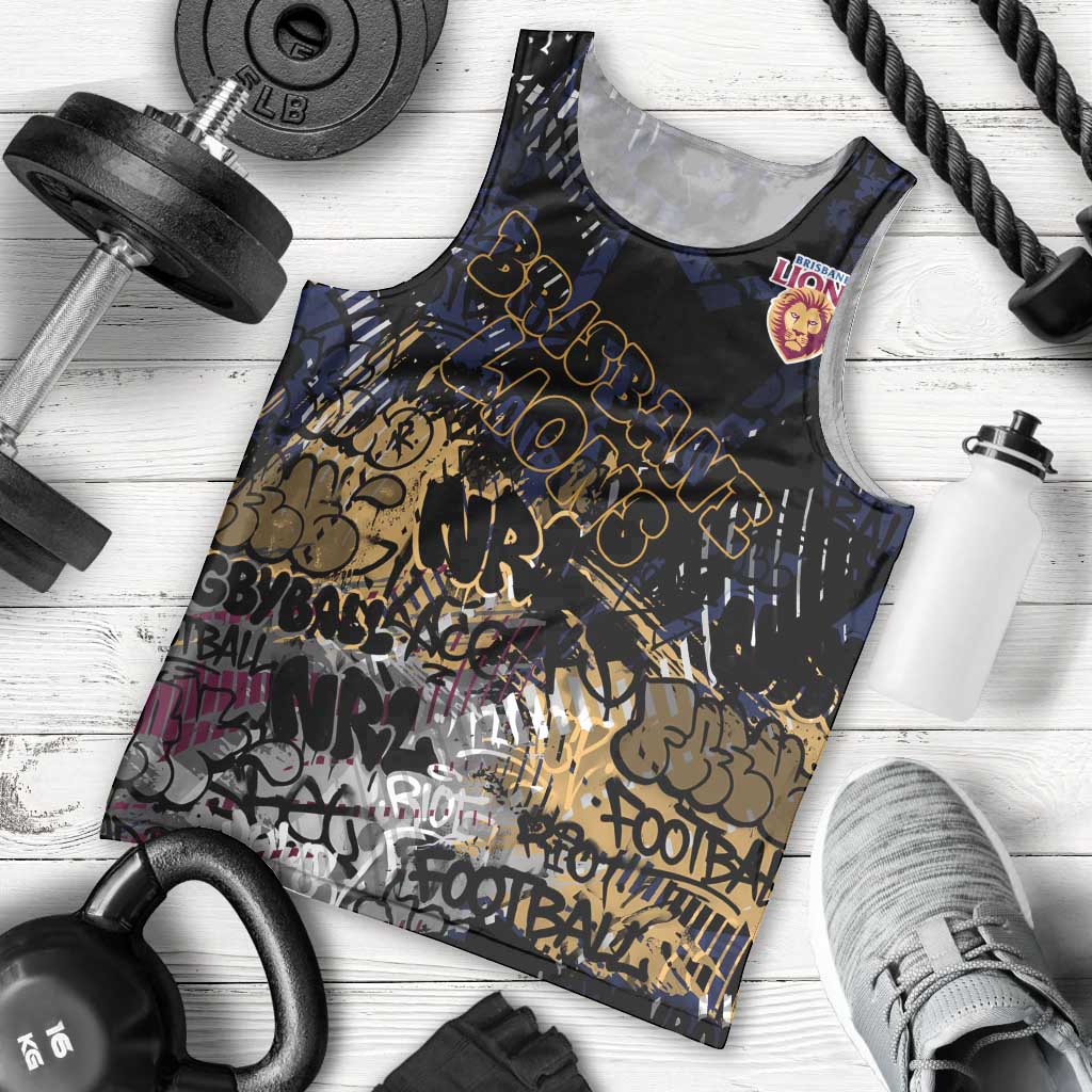 Brisbane Lions Men Tank Top Urban Graffiti Street Art - Bold Abstract Spray Paint
