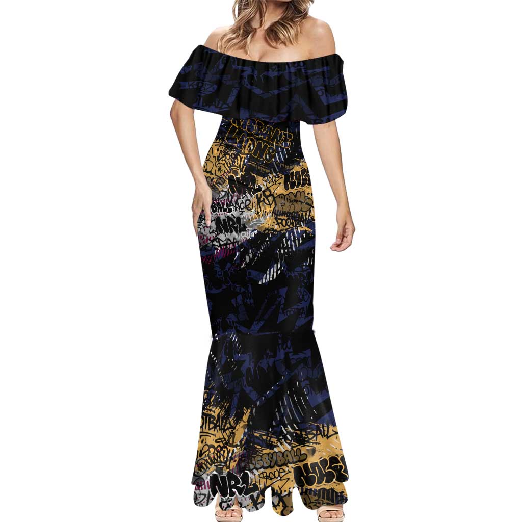 Brisbane Lions Mermaid Dress Urban Graffiti Street Art - Bold Abstract Spray Paint