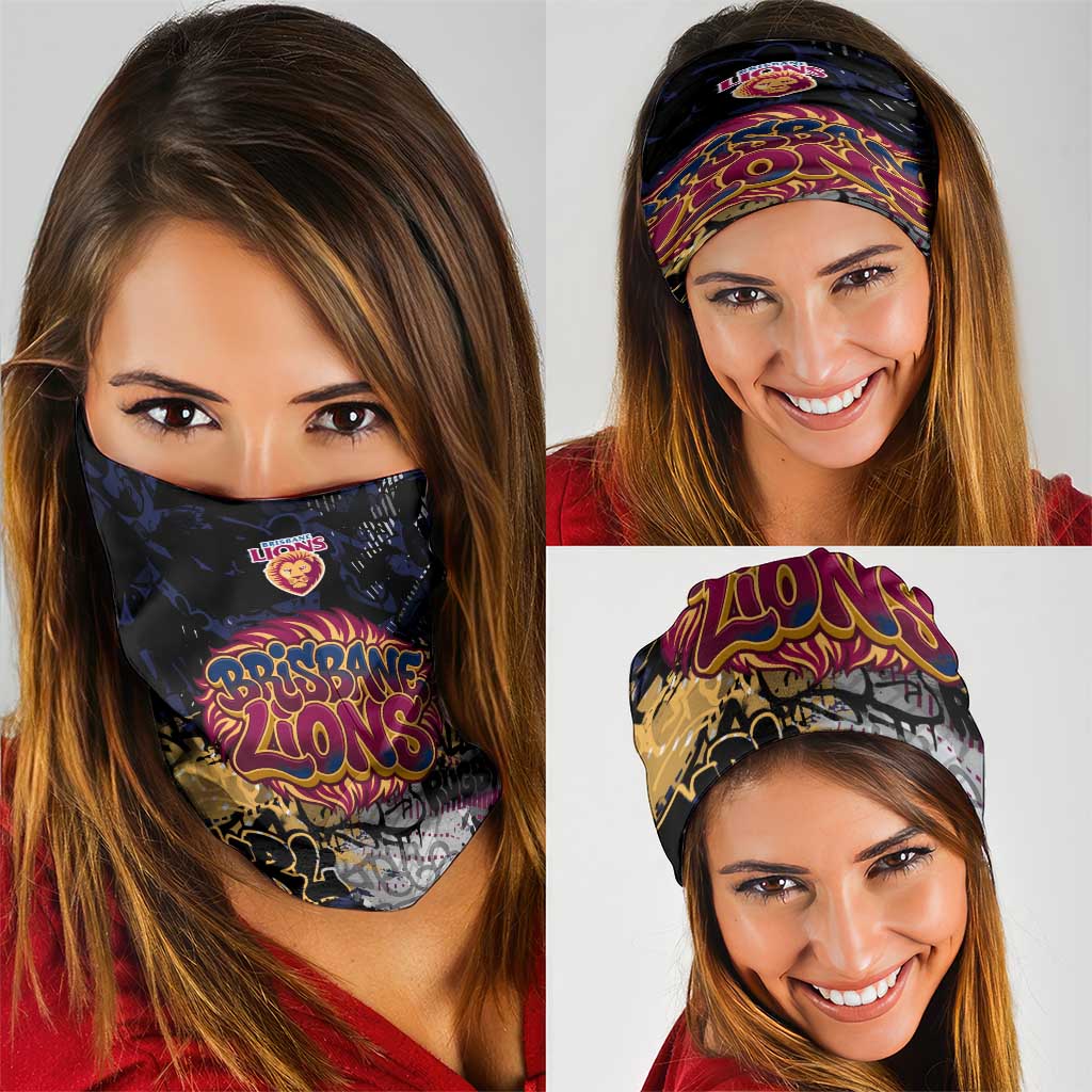Brisbane Lions Neck Gaiter Urban Graffiti Street Art - Bold Abstract Spray Paint