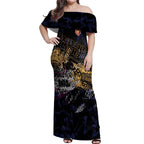 Brisbane Lions Off Shoulder Maxi Dress Urban Graffiti Street Art - Bold Abstract Spray Paint