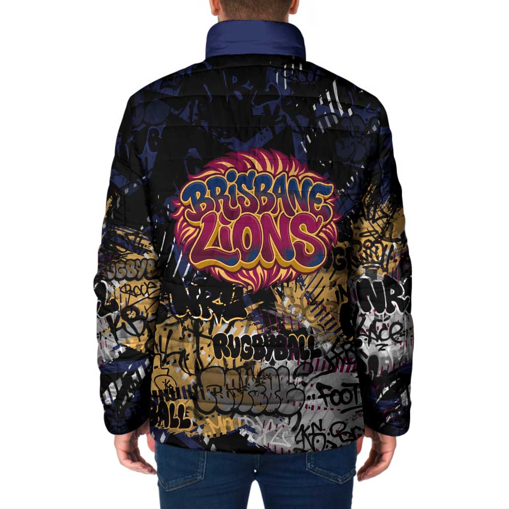 Brisbane Lions Padded Jacket Urban Graffiti Street Art - Bold Abstract Spray Paint