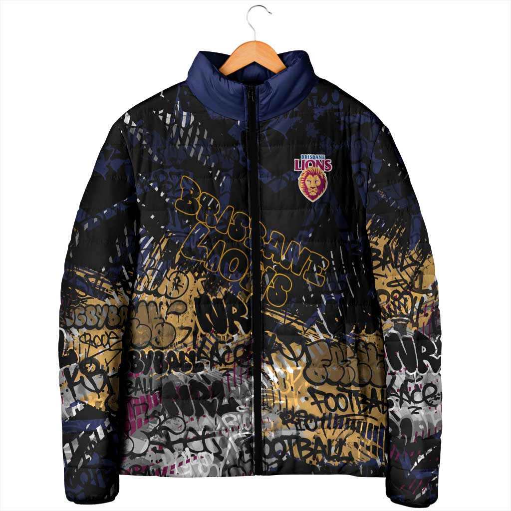 Brisbane Lions Padded Jacket Urban Graffiti Street Art - Bold Abstract Spray Paint