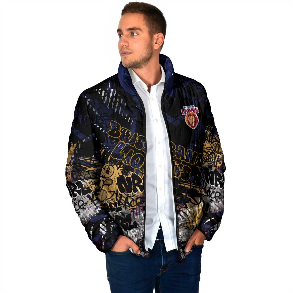 Brisbane Lions Padded Jacket Urban Graffiti Street Art - Bold Abstract Spray Paint