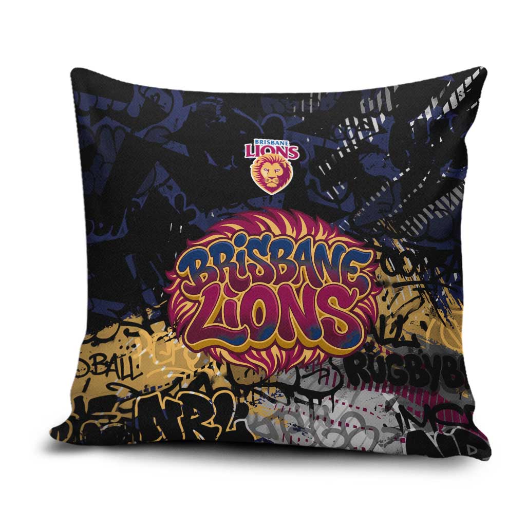 Brisbane Lions Pillow Cover Urban Graffiti Street Art - Bold Abstract Spray Paint