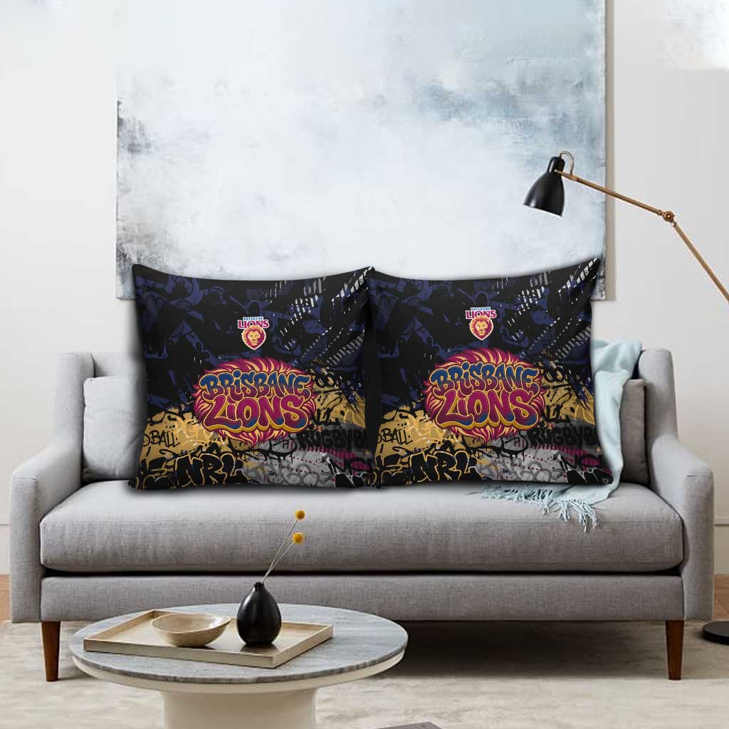 Brisbane Lions Pillow Cover Urban Graffiti Street Art - Bold Abstract Spray Paint