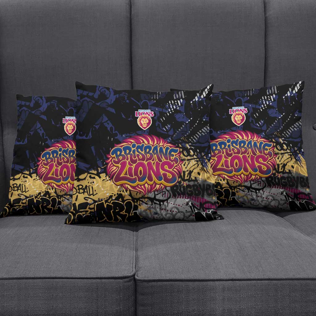 Brisbane Lions Pillow Cover Urban Graffiti Street Art - Bold Abstract Spray Paint