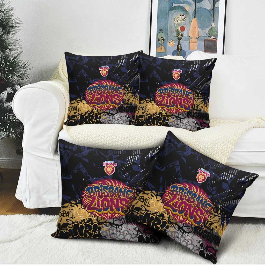 Brisbane Lions Pillow Cover Urban Graffiti Street Art - Bold Abstract Spray Paint