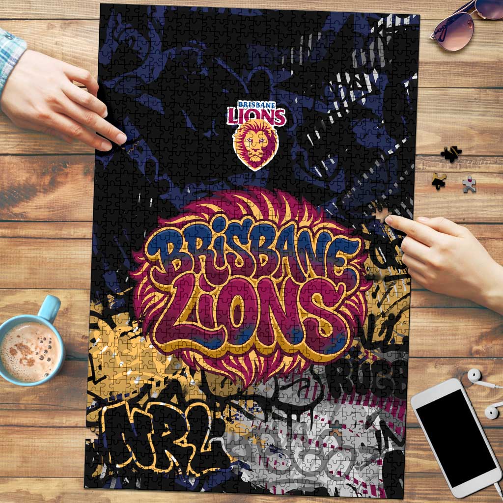 Brisbane Lions Puzzle Urban Graffiti Street Art - Bold Abstract Spray Paint