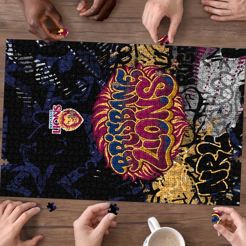 Brisbane Lions Puzzle Urban Graffiti Street Art - Bold Abstract Spray Paint