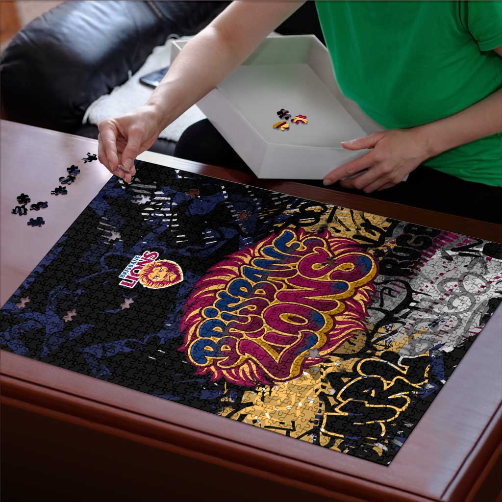 Brisbane Lions Puzzle Urban Graffiti Street Art - Bold Abstract Spray Paint