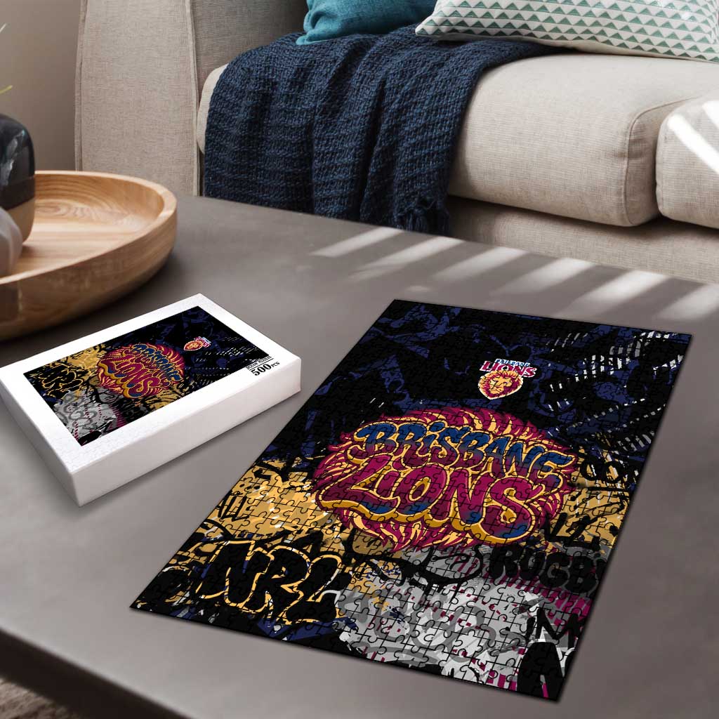 Brisbane Lions Puzzle Urban Graffiti Street Art - Bold Abstract Spray Paint